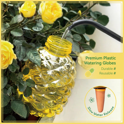 Extra Large Plant Watering Globes for Plants - 19oz Plant Watering Devices, Vacation Self Watering Globes with Slow Release, Indoor Plant Watering Bulbs, Plastic, 2-Pack(1 Pineapple & 1 Strawberry)