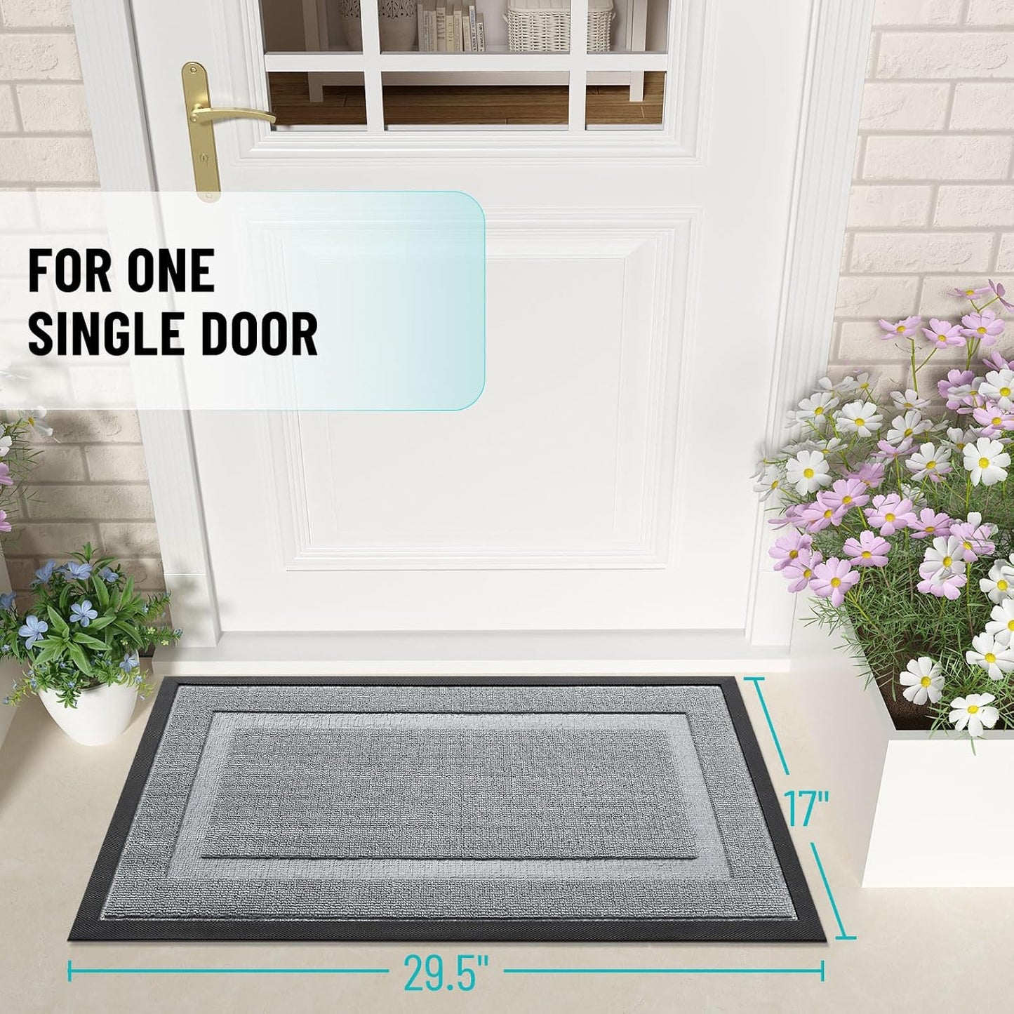 OLANLY Indoor Outdoor Front Door Mat - Waterproof All-Season Doormat, Easy Clean, 47x17, Ash Gray