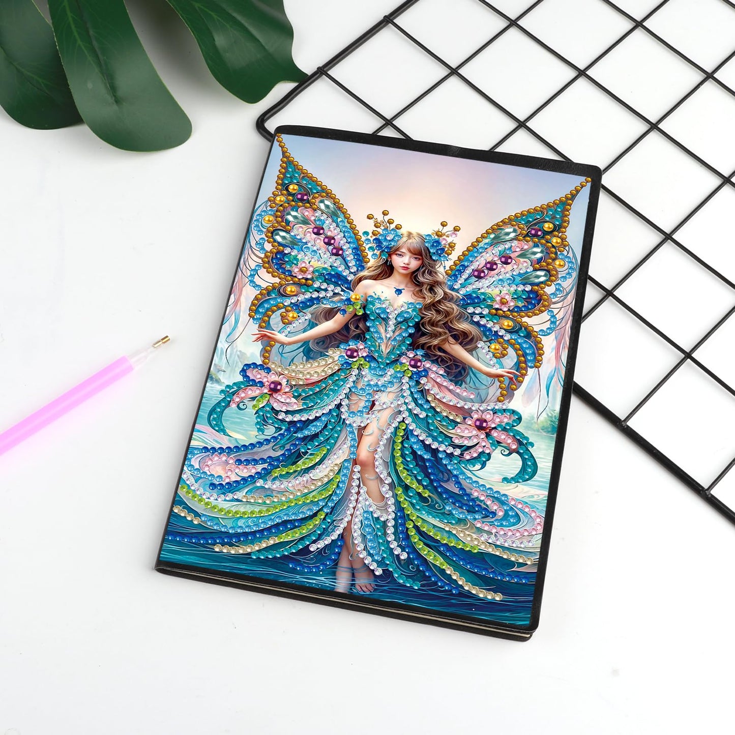 JISHSHAY 2 PCS Diamond Art Notebook Journal Fairy Elf Diamond Painting Note Book Gem Art Sketchbook Mosaic Kits for Adults Diary Gem Painting Leather Journal A5 Notebook with Special Shaped Drills