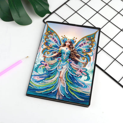 JISHSHAY 2 PCS Diamond Art Notebook Journal Fairy Elf Diamond Painting Note Book Gem Art Sketchbook Mosaic Kits for Adults Diary Gem Painting Leather Journal A5 Notebook with Special Shaped Drills