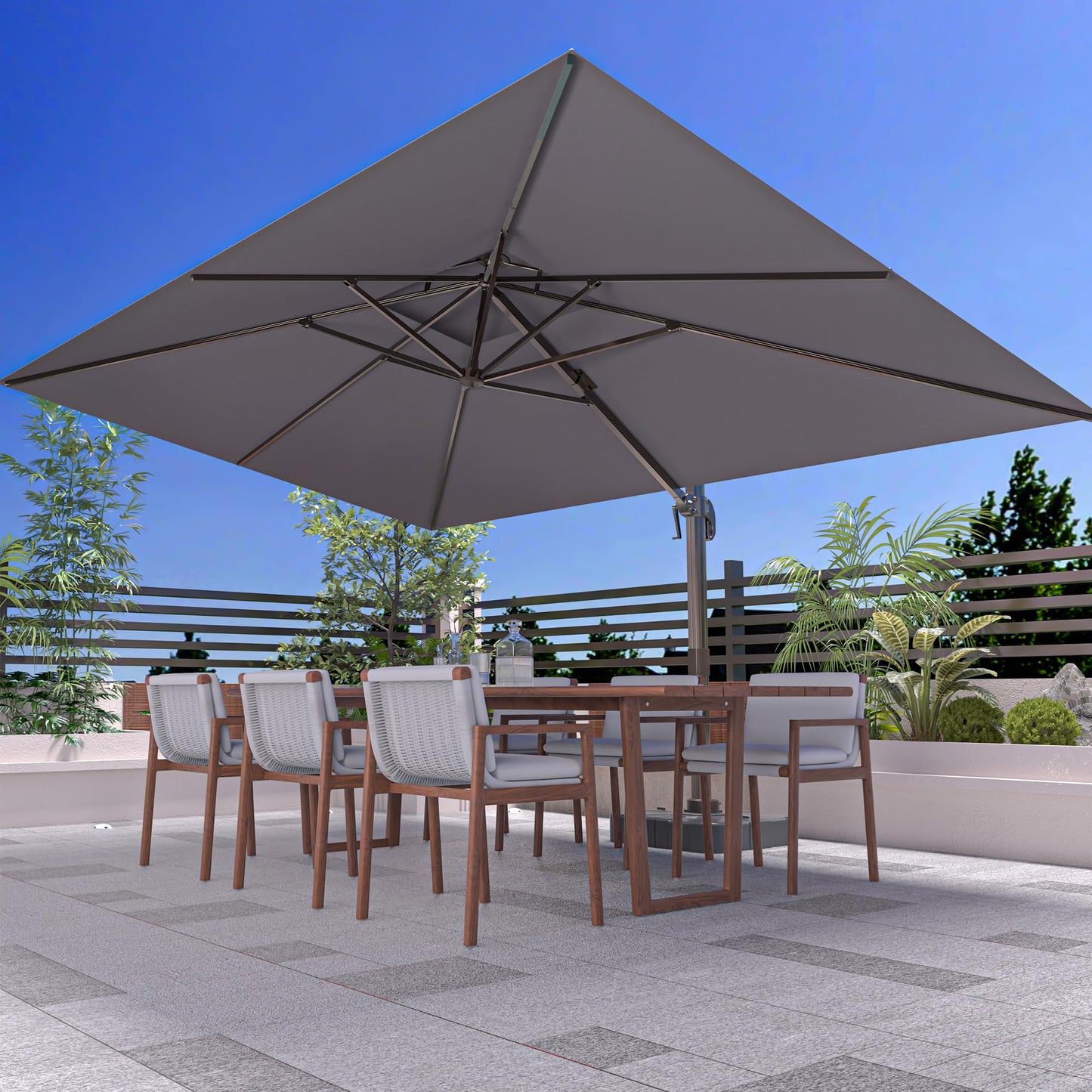 ORYNTREX 10' X 13' Outdoor Patio Umbrella Large Rectangle Cantilever Umbrella Heavy Duty 360°Rotation Offset Umbrella for Garden Deck Pool Patio,Grey