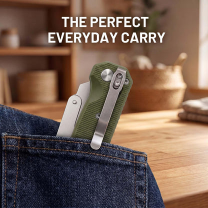 Folding Utility Knife for Men Women,Quick Change Box Cutter with 10Pcs SK5 Replaceable Blades,EDC Razor Knife for Cartons,Cardboard,Boxes,Christmas Stocking Stuffers Gifts for Men Husband Women (Green)