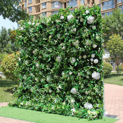 ERoomQ Artificial Grass Wall, Rose Flower Wall Green Grass Wall Artificial Flower Wedding Background Wall Fake Flower Decoration for Backdrop Wedding Wall Decoration,2x2m/6.5x6.5FT