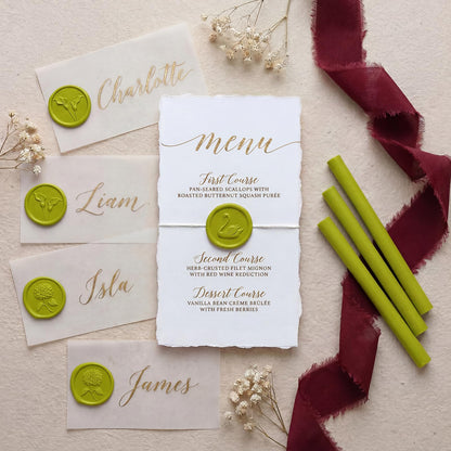 UNIQOOO Chartreuse Green Glue Gun Sealing Wax Sticks for Wax Seal Stamp - Perfect for Wedding Invitations, Thank You Card, Mailings, Wine Gift Wrapping, Christmas Gift, Pack of 16