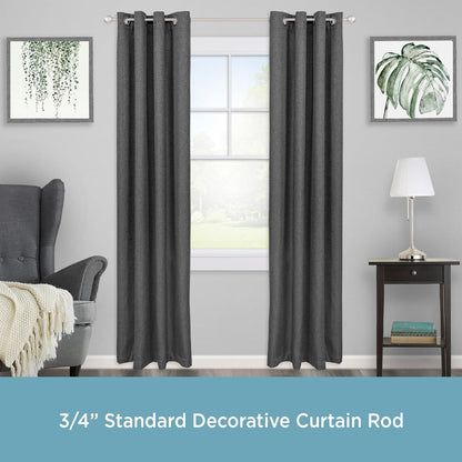 Kenney KN80102 Mercer Ball End Standard Decorative Window Curtain Rod, 36-66" Adjustable Length, Brushed Nickel Finish