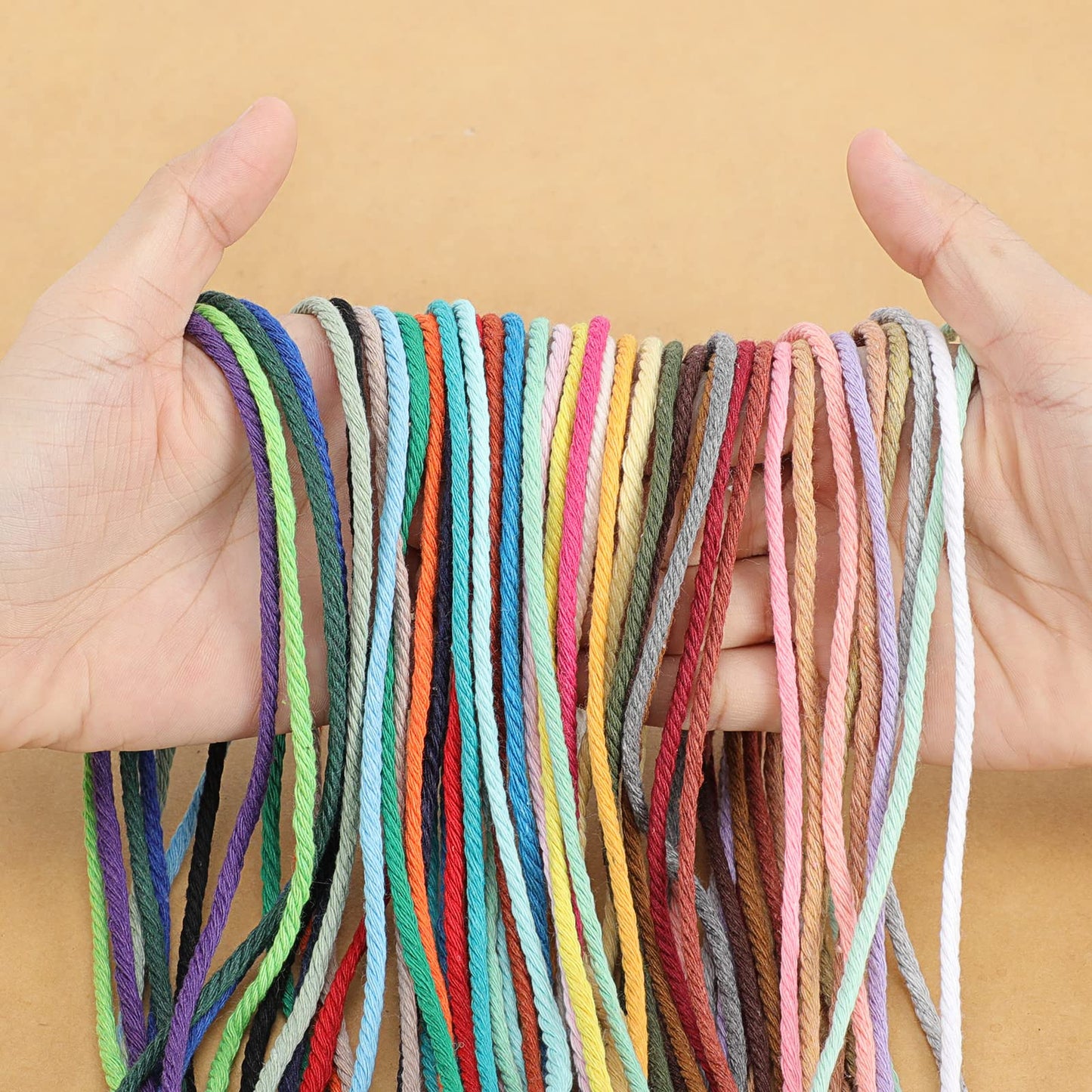 Macrame Cord 4mm x 380Yards (1140Feet), Natural Cotton Macrame Rope - 4 Strands Twisted Macrame Cotton Cord for Wall Hanging, Plant Hangers, Crafts, Gift Wrapping and Wedding Decorations, Red