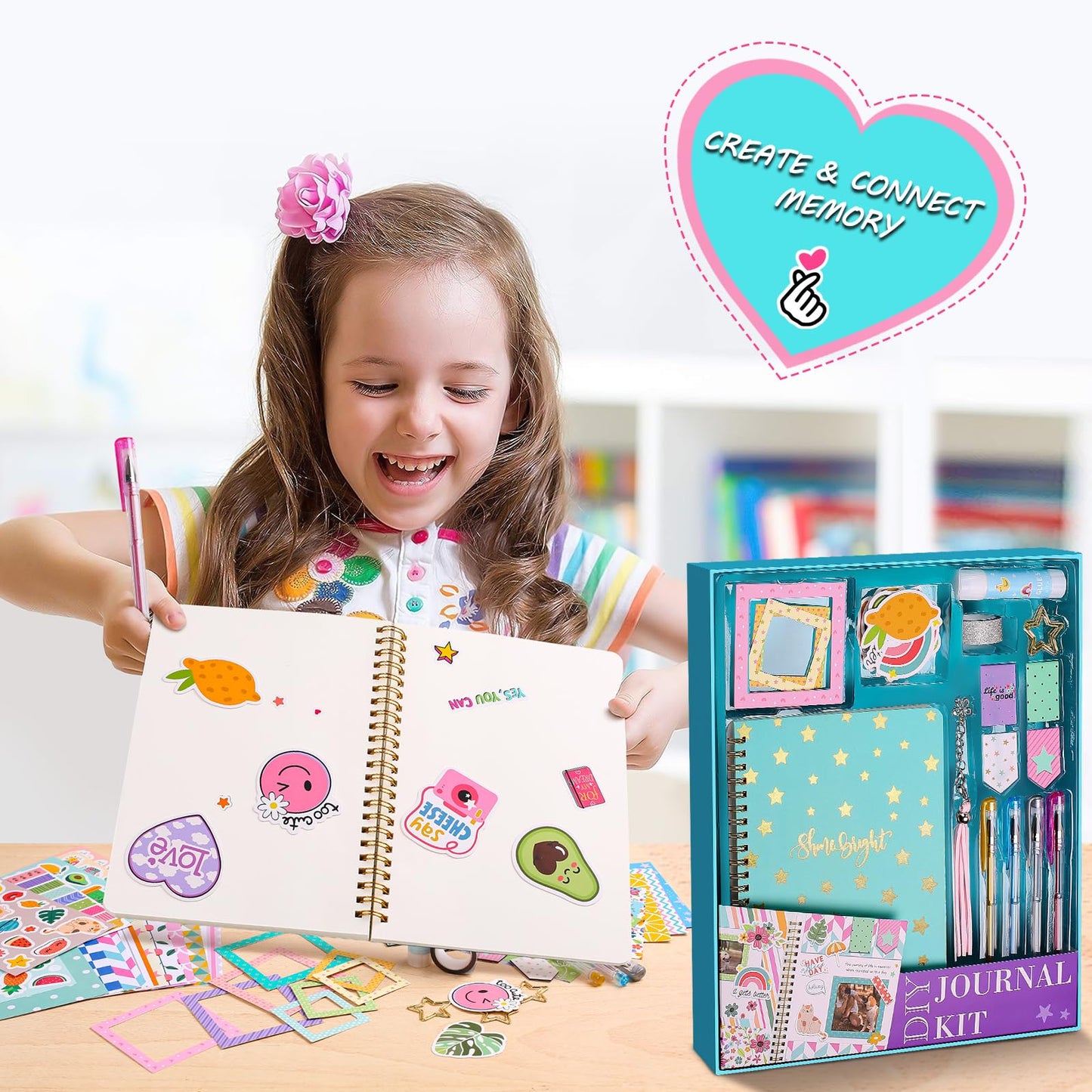 DIY Journal Kit for Girls, Scrapbook & Diary Supplies Set, Birthday Gifts for Teen Girls Craft Sets - Unleash Creativity Journaling Art Crafts Kit - Ideal Gifts for 8 9 10 11 12 13 14 Year Old Girl