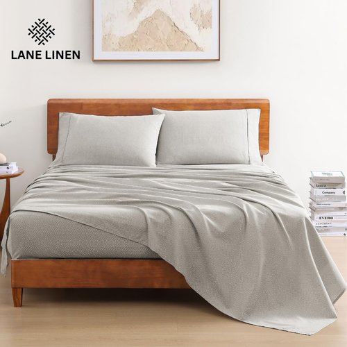 LANE LINEN Organic Cotton Twin Bed Sheet Set - Soft, Breathable, Temperature Regulating | Snowdrop