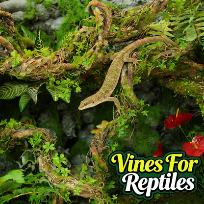 68.9inch Flexible Realistic Artificial Greenery Moss Garland Reptiles Vines Spooky Tree Branches Twigs for Jungle Theme Halloween Easter Thanksgiving Mantle Hanging Home Patio Wedding Arch Decor