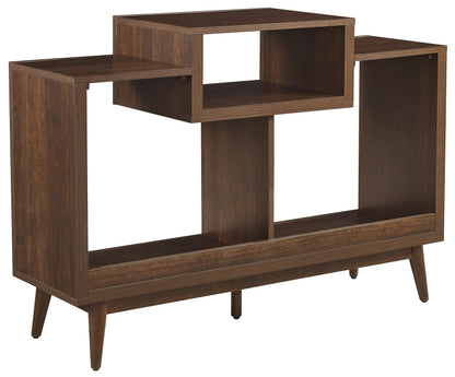 Crosley Furniture Nashville Mid Century Modern Console Record Player Stand, Stores Up to 220 Vinyl Records, Medium, Brown