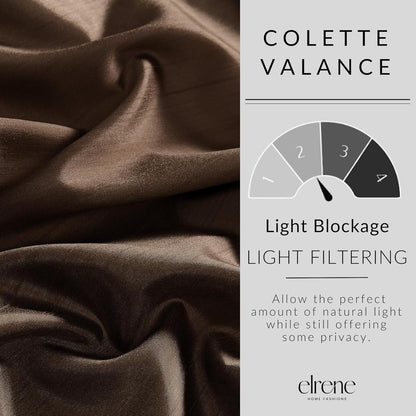 Elrene Home Fashions Colette Faux-Silk Scalloped Window Valance, Chocolate, 50 in x 21 in (Scalloped Valance)