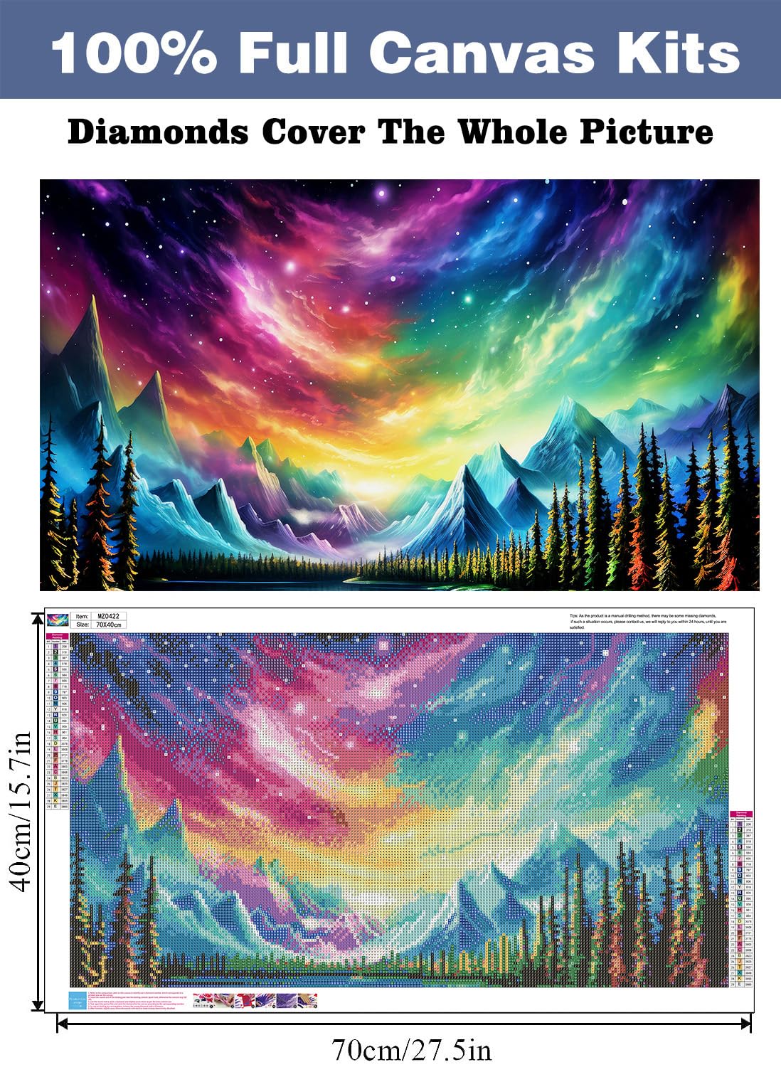 ijbnhd 5D Large Diamond Painting Kits for Adults, 5D Mountain Extra Large Diamond Art Kits, Full Drill Crystal Rhinestone Aurora Gem Art Home Wall Decor Gift(28X 16inch)
