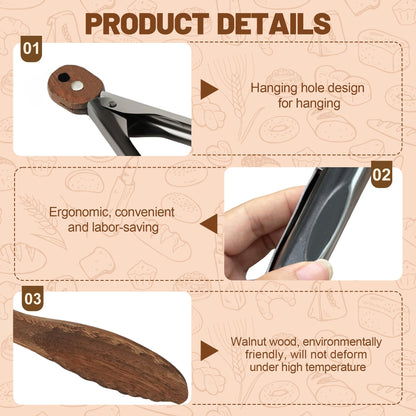 Wooden Tongs for Cooking, Multi-Purpose for Tossing Salads, Grilling, Flipping Food & Serving Bread - Strong Grip Walnut Wood Tips, Heat Resistant & Non-Deforming (12inch)