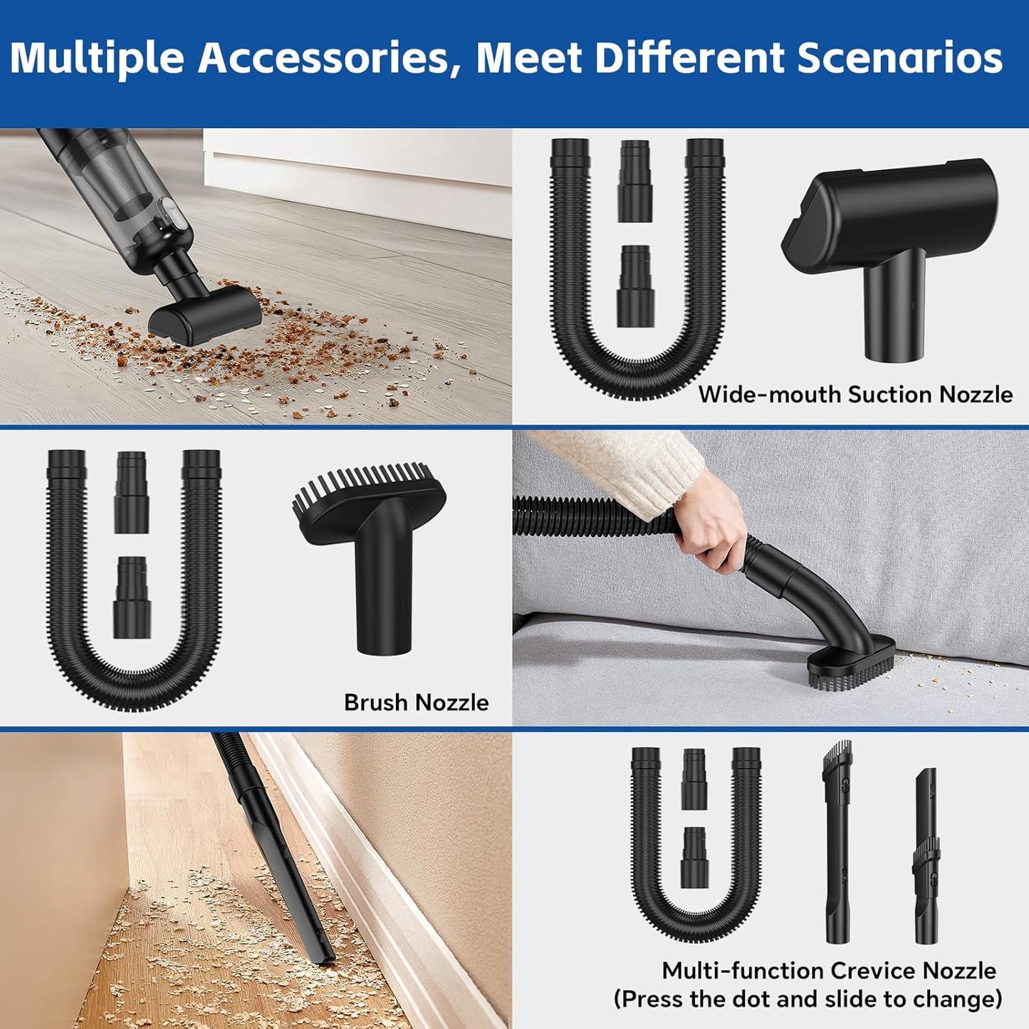 Handheld Car Vacuum Cleaner Cordless, 9500PA Powerful Suction, Lightweight Wireless Mini Vacuum with LED Light for