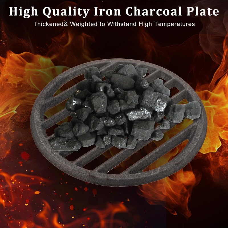 OGANAZI Cast Iron Bottom Fire Grate - 9 Inch Round BBQ Grill Grate Replacement, High Heat Charcoal Plate Bottom Grate Grill Parts, Fireplace Grate for Fire Pit Project BBQ Accessories Parts