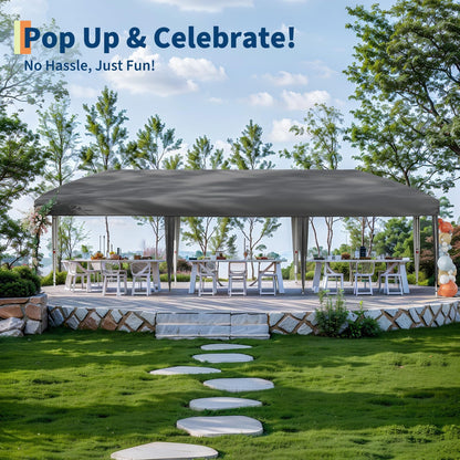 Canopy Tent, Heavy Duty Pop Up Canopy with Netting, Hexagonal Double Roof Patio Gazebo Shelter, Portable Outdoor Pergola for Backyard, 13x13 ft-Gray