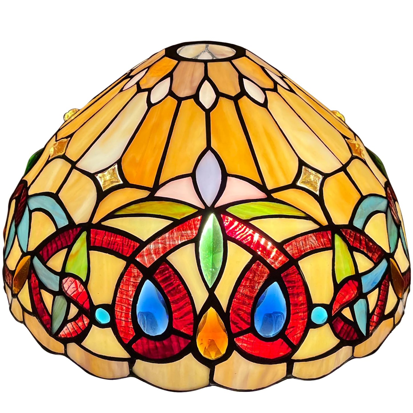 Capulina Tiffany Lamp Shade 12 Inches Wide Accessories Replacement Cream Brown Style Stained Glass Lampshade for Torchiere Floor Lamp and Pendant Light