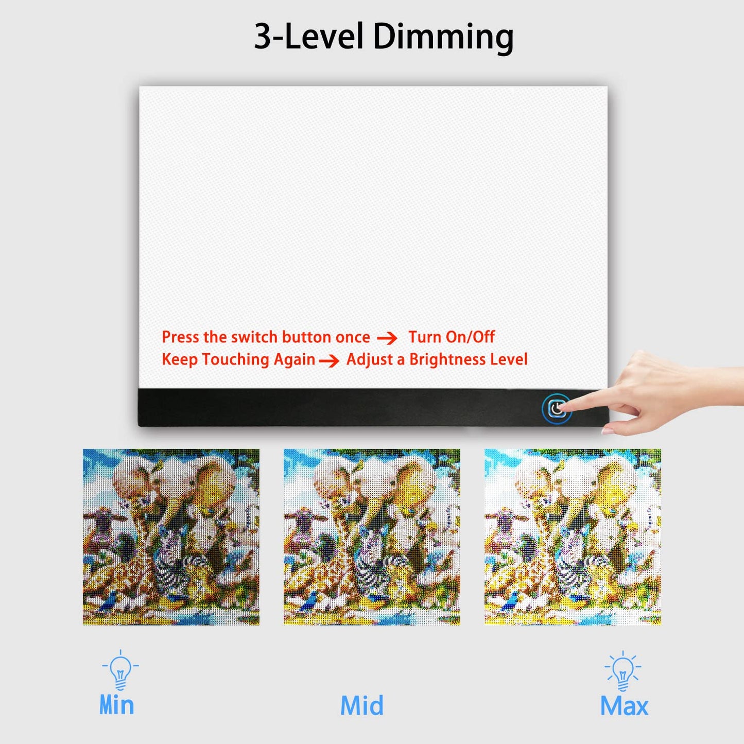 WELZK Diamond Painting Light Board A3, with Large Metal Stand, L:18.5 × W:13.6 inchs Large Diamond Painting Light Pad, Dimmable Diamond Art Light Board