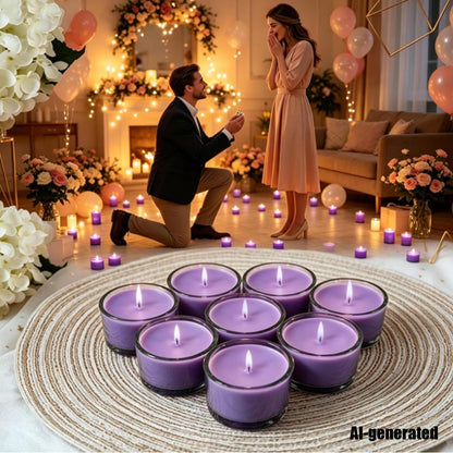 7–8 Hour Long-Burning Scented Tea Lights (6-Pack) — Assorted Scented Candles in Glass Cups | Smokeless & Aromatic — Ideal for Home, Weddings, Parties, and Gifting (Red)