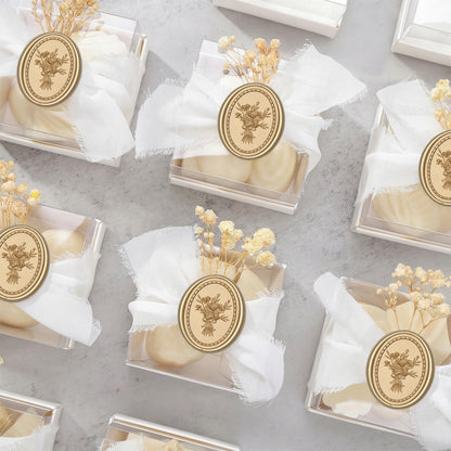 UNIQOOO Wax Seal Stickers - Vintage Photo Frame Floral Bouquet Wedding Invitation Envelope Seal Stickers, 50 Pcs Self-Adhesive Light Gold Stickers, Perfect for Invitation, Christmas, Gift Wrapping