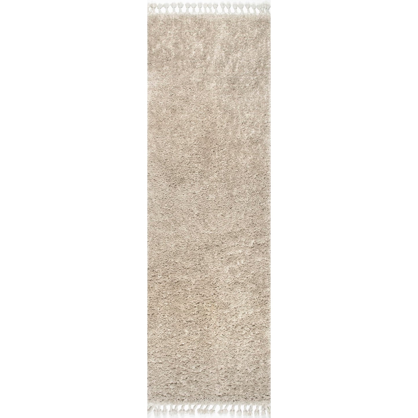 Nuloom Neva Beige/Ivory, 2'6" x 6', Modern, Shag, Tasseled, Soft and Cozy, High Traffic, Stain Resistant, Easy Clean, Durable Runner for Bedroom, Living Room, Dining Space, Den, Foyer, Entryway