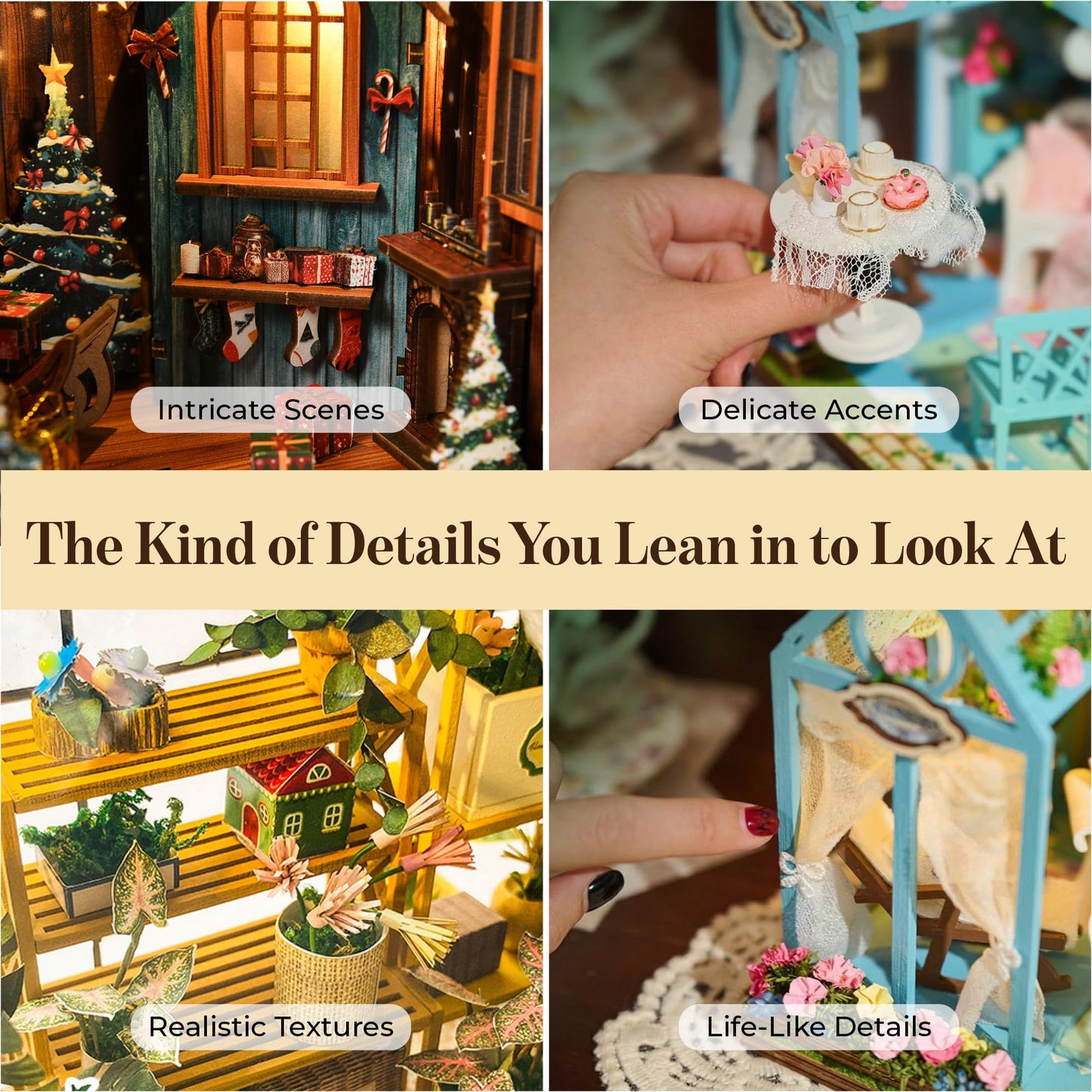 Book Nook Kit - DIY Miniature House Kit for Adults, Teens and Beginners, Booknook Library Tiny House Bookshelf Decor 3D Wooden Puzzle, Gifts for Family, Friends (Floral Reverie)
