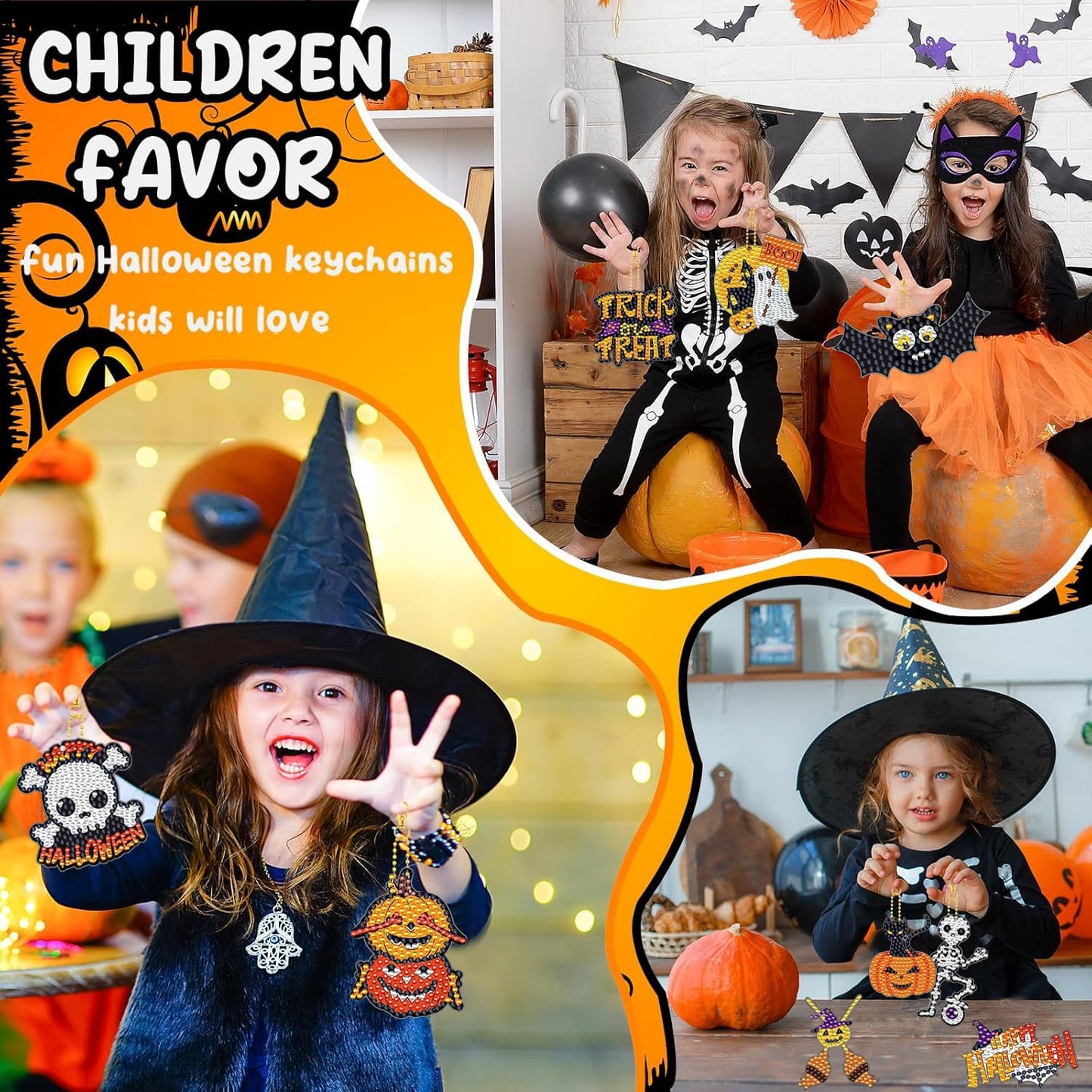 12 Pcs Halloween 5D DIY Diamond Art Painting Keychains Kits for Adult Beginners. Double Sided Hanging Halloween Party Keychains and Ornaments for Decoration Gifts (key03)