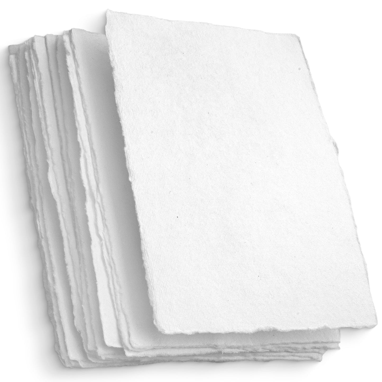 Wanderings Handmade White Deckle Edge Blank Paper - 4" x 6" - Pack of 50 - Watercolor/Mixed Media Paper - Save the Date Invitations Greeting Cards Notes DIY Arts Crafts - Thick 150 GSM