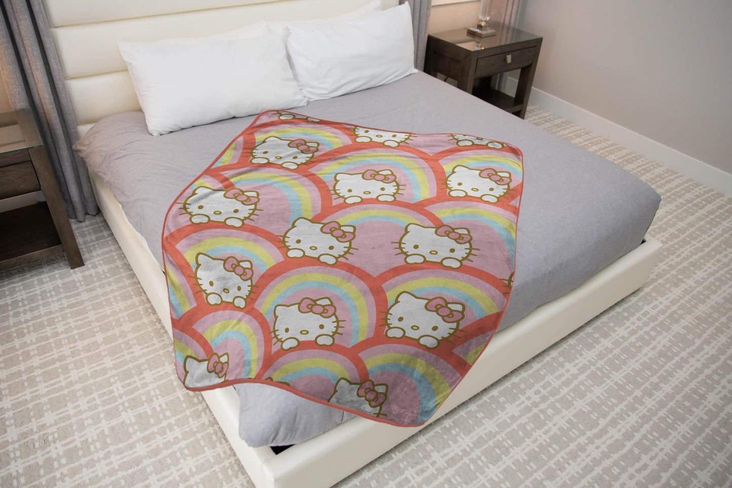 Jay Franco Plush Throw Blanket – Soft & Comfy Throw for Couch or Bed – Cozy Home Décor for Living Room & Bedroom, Multi - Hello Kitty, 46x60 - Throw Blanket