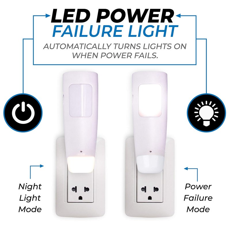 Westek LED Emergency Lights for Home Power Failure, 6 Pack - 3 Function Power Failure Light, Rechargeable Flashlight and Night Light - Must-Have for Snow Storms and Blackouts - NL-PWFL
