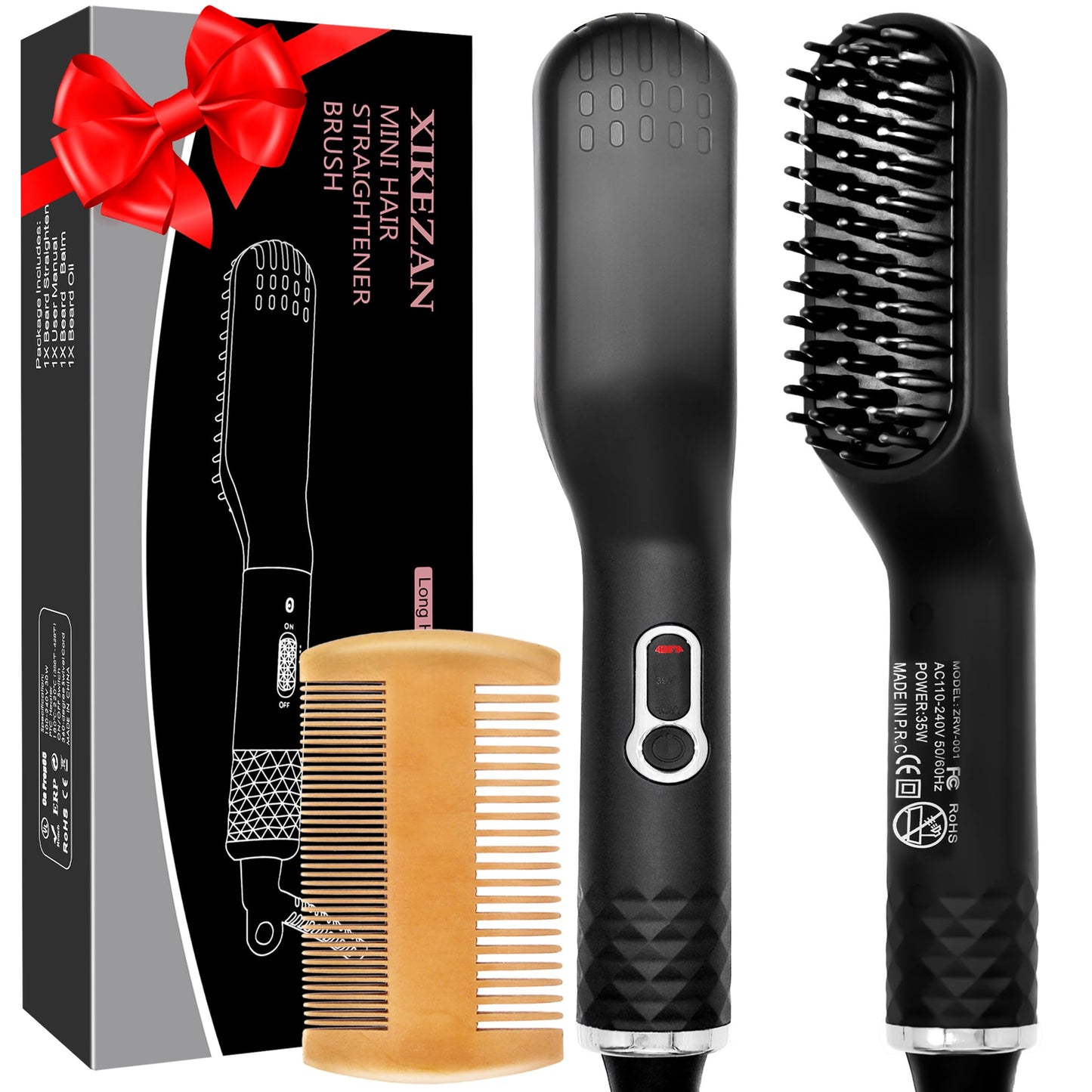 Beard Straightener w/Beard Oil & Balm & Guide E-Book,Upgraded 3 in 1 Hair Straightener Brush Beard Straightening Comb,Unique Stocking Stuffers Gifts for Men Him Dad Husband Birthday Christmas Gifts