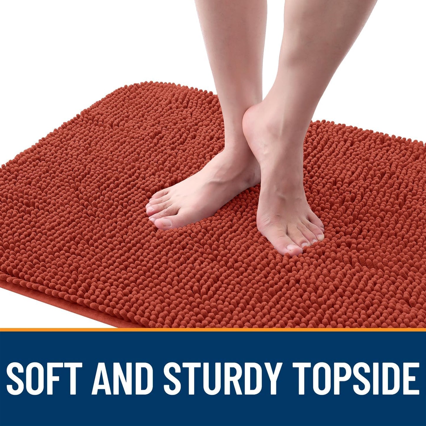 OLANLY Dog Door Mat - Absorbent Non-Slip Mud Mat for Dogs | Quick Dry Chenille, 35x24, Maple Red
