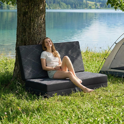 Tri Folding Mattress King Size - Foldable Mattress Trifold Memory Foam Mat with Washable Cover, Handle & Non-Slip Bottom Portable Foldable Floor Sofa Bed for Travel Camping Guest - 6 Inch, 80"x76"x6"