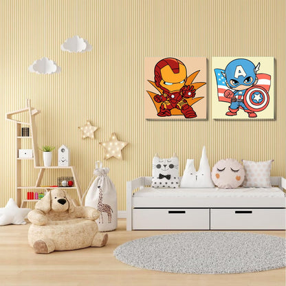 Sretoul 4 Pack Paint by Numbers Kit for Kids with Frame- Cartoon Painting Kits for Kids Ages 4-8, Cartoon Paint by Numbers with Frame 8x8 Inch