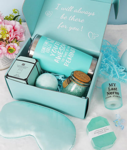 Birthday Gifts for Women Mom - Christmas Gifts - Relaxing Spa Gift Basket - Appreciation Gift for Her - Tumbler Candle