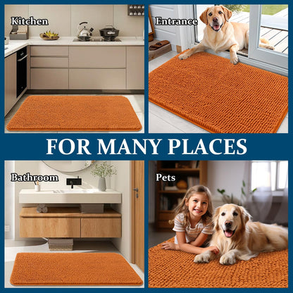 OLANLY Dog Door Mat - Absorbent Non-Slip Chenille for Muddy Paws | 34x21, Quick Dry, Indoor Entryway Carpet, Clay