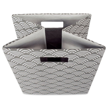 DII Collapsible Hard Sided Bin, Waves, Gray, Large