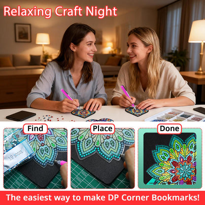 Diamond Painting Bookmark Bead Art Leather Book Mark Craft Making Kit for Adults Night Rhinestone Craft Party DIY Bedazzling Art Bookmark Paint by Gem Dots Crafts Mother’s Day Women Gift (Black Heart)