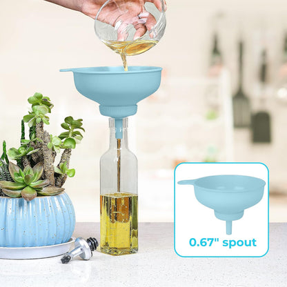 Wide Mouth Kitchen Funnel - Food Grade Plastic Canning Funnel with 4 Sizes Spouts for Mason Jars