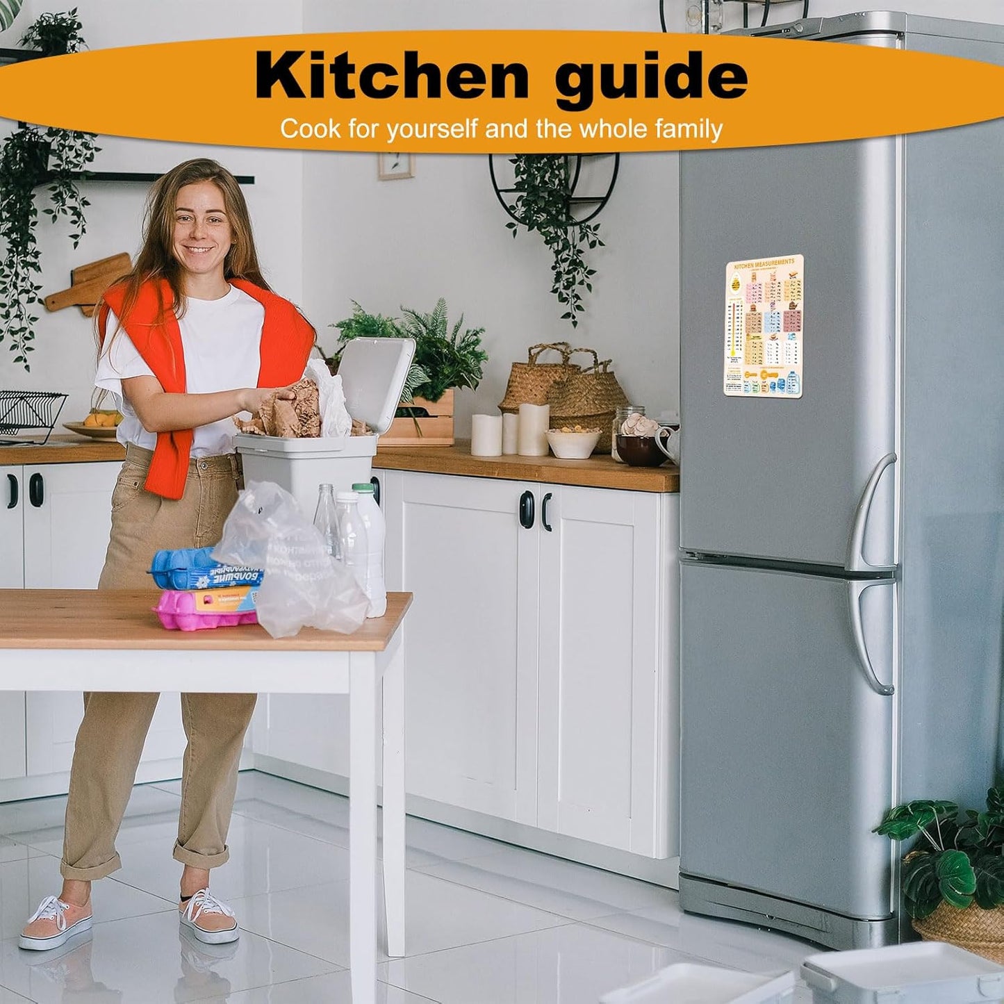 Kitchen Conversion Chart Magnet, 7.95x5.94 inch Measurements Chart for Weight Liquid Temperature, Cute Kitchen Accessory