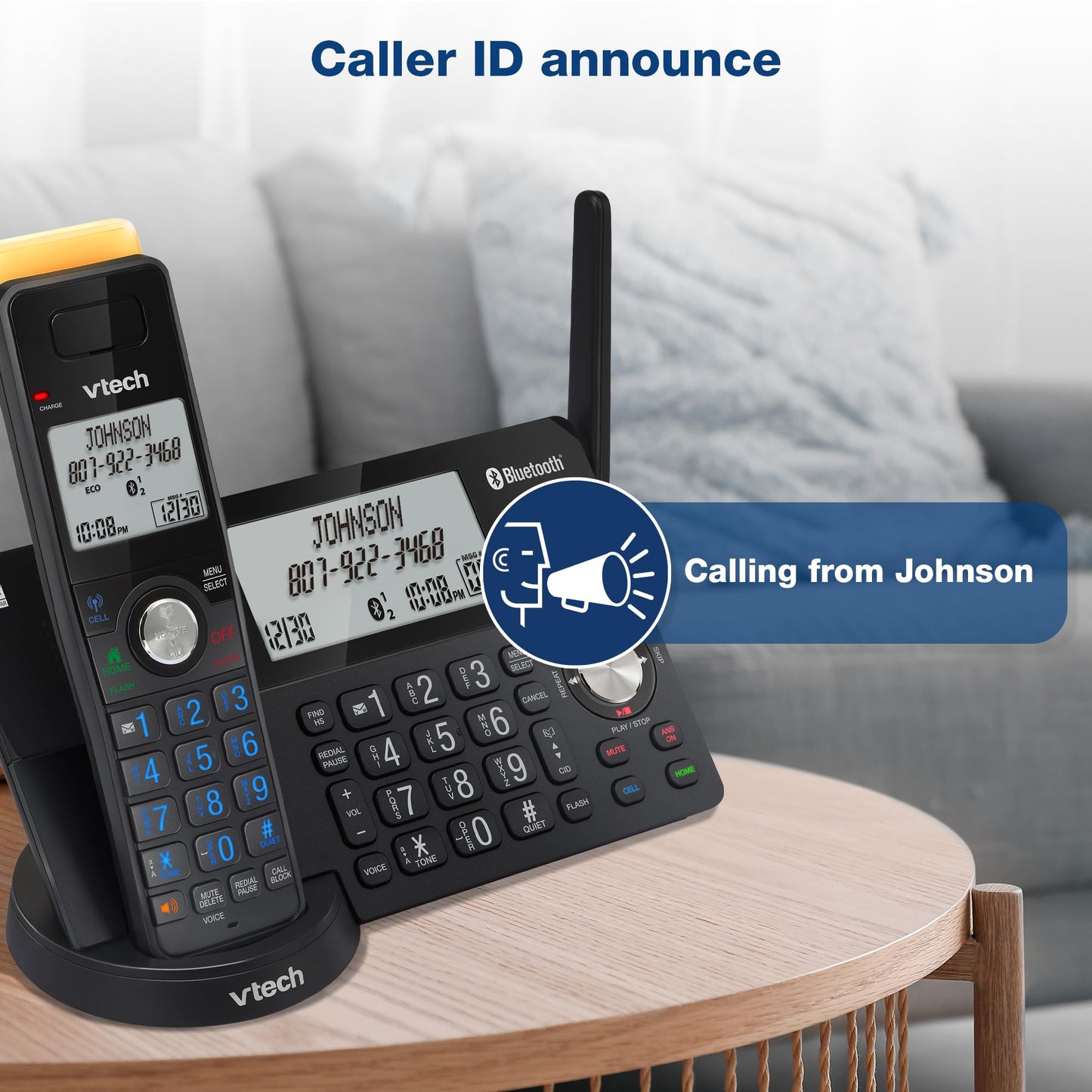 VTech IS8128-51 Super Long Range 5-Handset DECT 6.0 Cordless Phone for Home with Answering Machine, 2300 ft Range, Call Blocking, Bluetooth Connect to Cell, Intercom