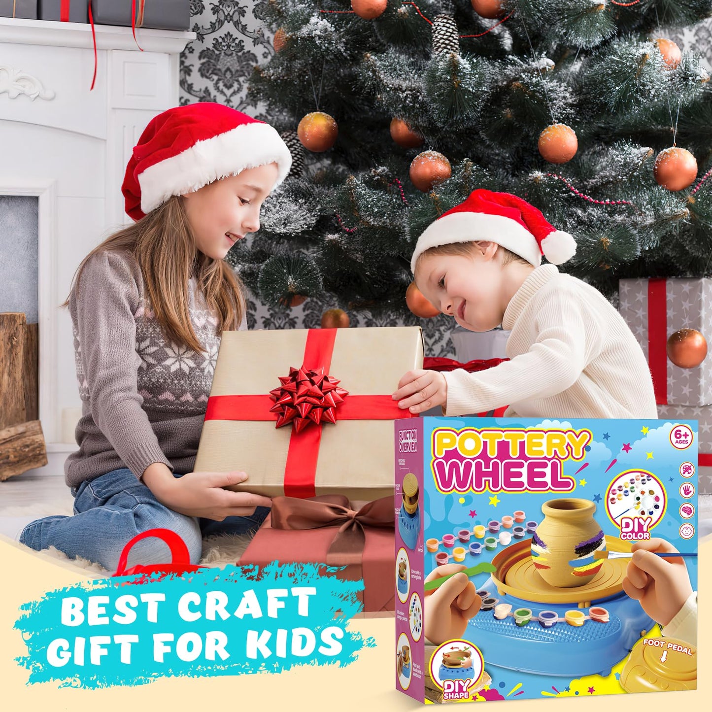 TingingYuli Pottery Wheel for Kids with Clay Kit - Arts and Crafts for Kids Ages 6-8 8-12, Complete Pottery Kit with Air Dry Clay and Painting Tools, Easter Christmas Birthday Gift for Boys Girls