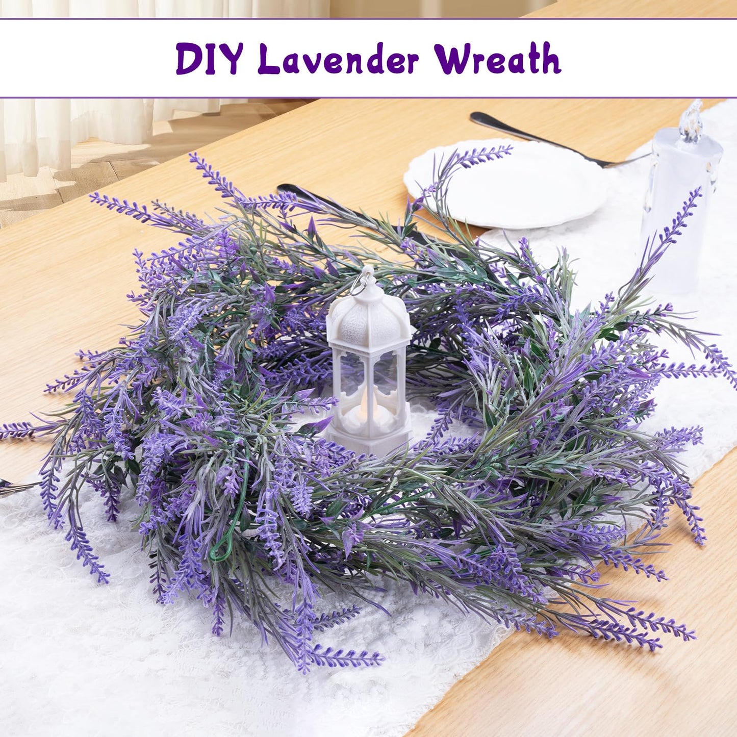 HUZIYAHAN Spring Summer Lavender Garland, 6Ft Purple Lavender Artificial Garland, All Year Lavender Garlands for Farmhouse Wedding Mantle Arch Porch Stair Table Indoor Door Home Decor (1)