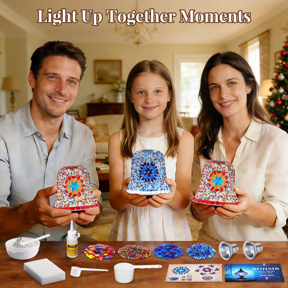 DIY Turkish Mosaic Lamp Kit, Stained Glass Candle Warmer Table Lamp Making Kit- Easy and Fun, No Experience Needed, Mosaic Art & Craft Project Kits for Adults & Teens, Make Your Own Lamp, Multicolor