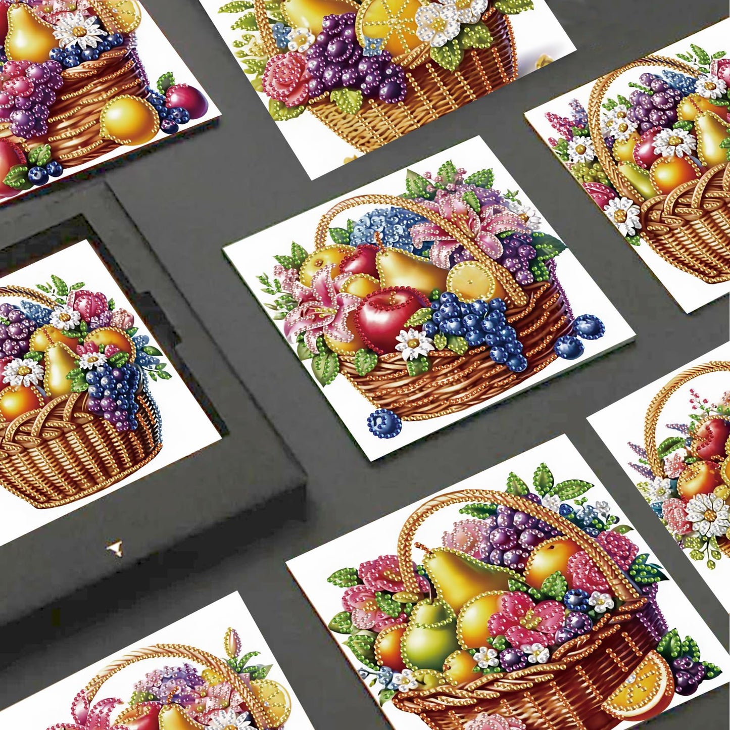 JISHSHAY 6 PCS Diamond Painting Greeting Cards Fruit Basket Diamond Art Birthday Cards with Envelopes Gem Art Mosaic Kits for Adults, for Anniversary Valentine Thank You Graduation All-Occasion