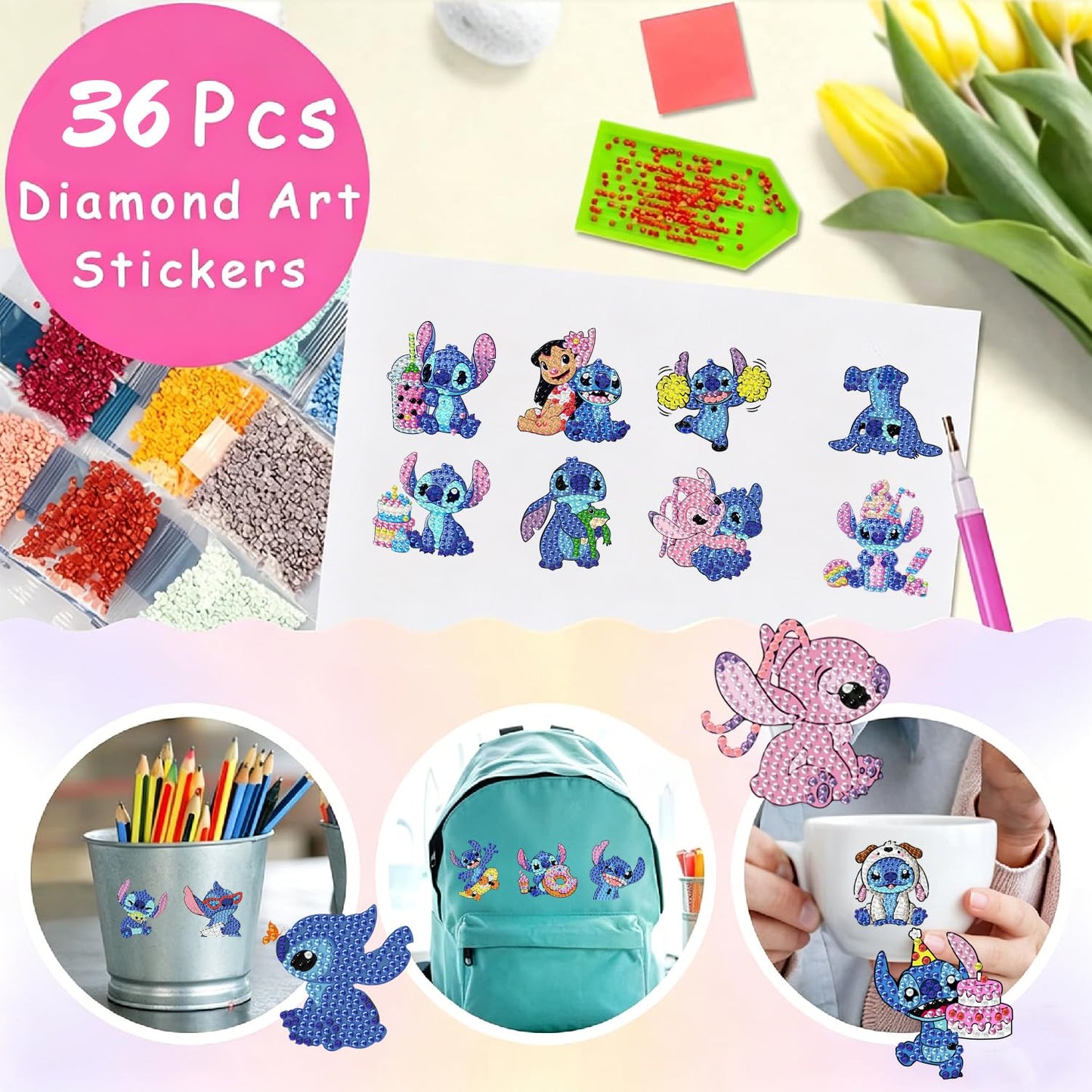 LWZAYS Diamond Art Kits for Kids Boys and Girls Ages 6-8-10-12 Easy to DIY Creative Diamond Art Sticker Craft by Numbers Kits for Kids and Adult Beginners