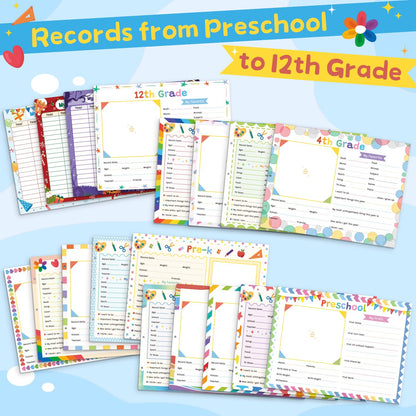 Scrapbooking Albums for Kids School Years Memory Book, Preschool to 12th Grade, 17 Pocket Pages for Photos & Artwork, Includes Birthday/Christmas/Halloween Pages, Index Tabs & Ruler, Gift-Ready Box