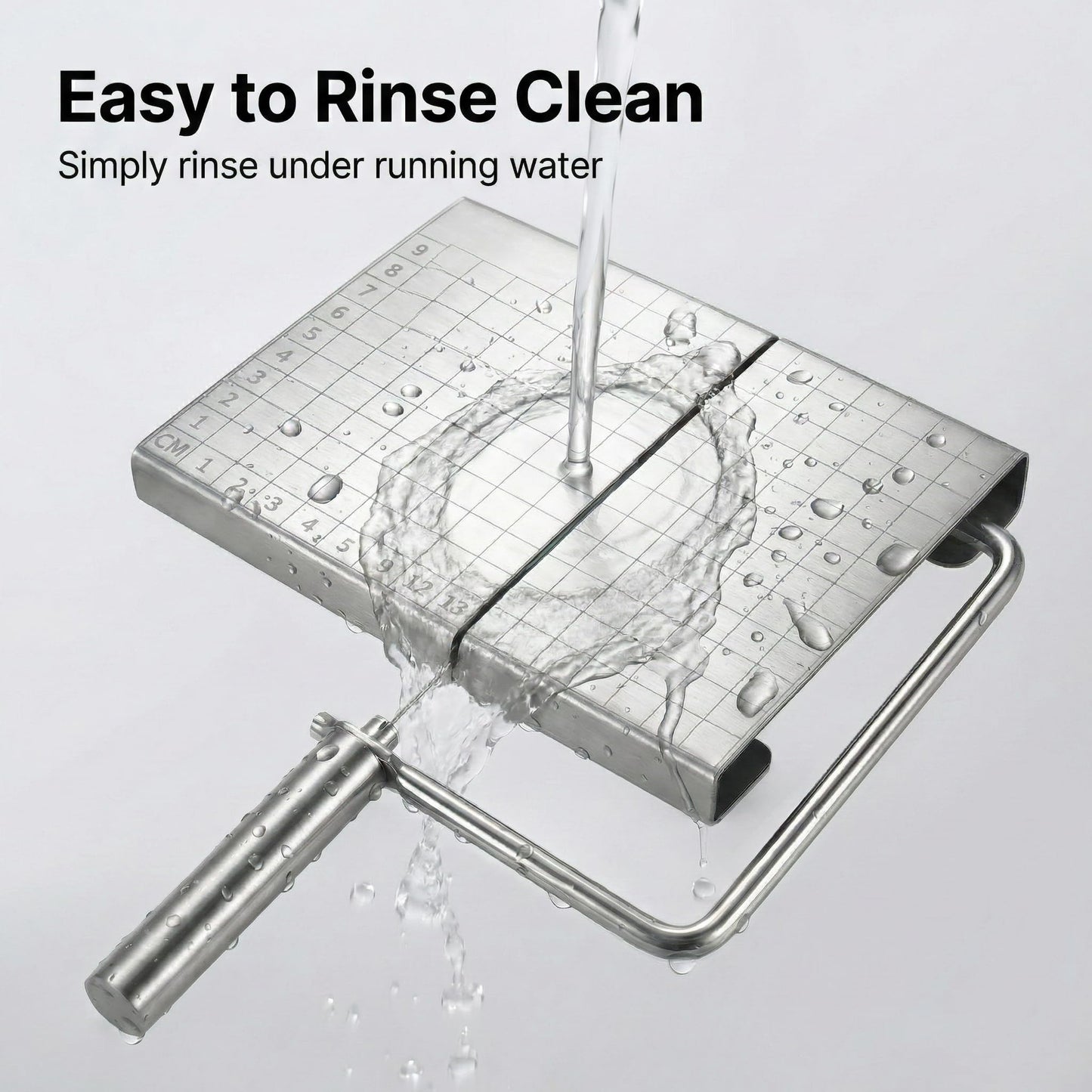 Cheese Slicer Board with Wire, Stainless Steel Cheese Cutter with Measuring Grid, Adjustable Thickness for Cheese & Butter, Includes 5 Replacement Wires