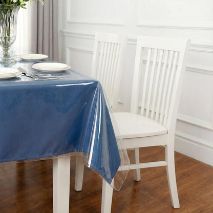 Nuciae Clear Plastic Tablecloth Protector 100% Waterproof Vinyl Table Cover Rectangle Table Cloth Protector Crystal Clear Plastic Tablecloth Cover for Dining Tables Parties Camping 55" x 70" 4-6