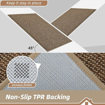 BEQHAUSE Dirt Trapper Door Mat - Non-Slip, Washable, Dirt Resistant | 24" x 60", Beige Entryway Mat